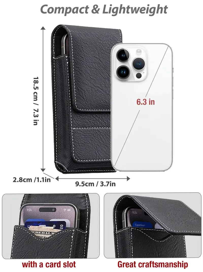 📱Custodia da cintura per cellulare ✨ Custodia in pelle multi-tasche con porta carte