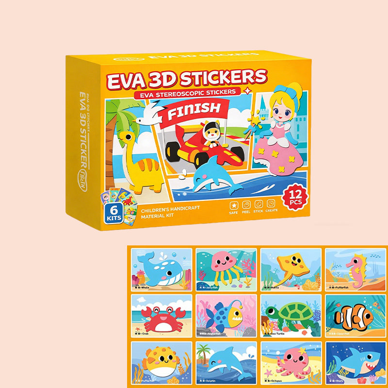 🐾 Kit di adesivi 3D in EVA per bambini