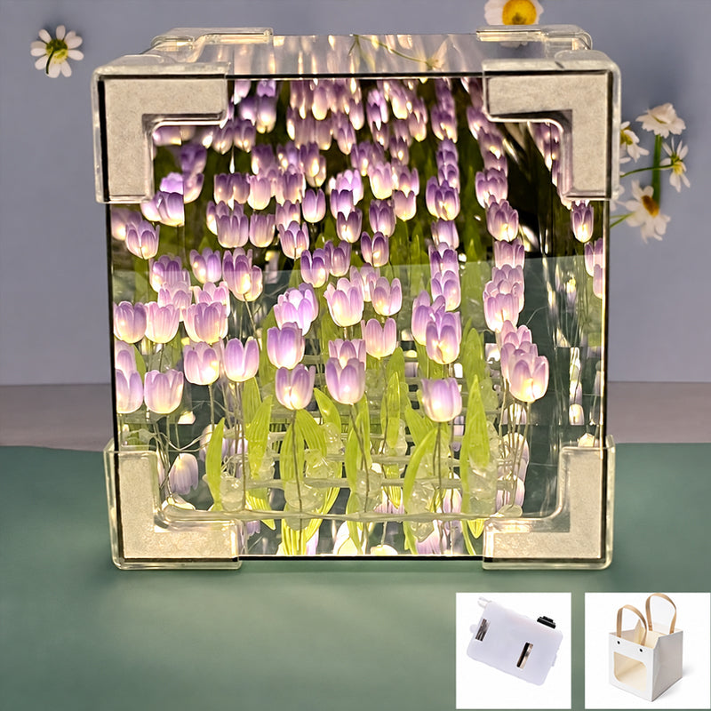 🌷✨ Lampada notturna cubo giardino di tulipani fai da te--un piccolo giardino luminoso per ogni angolo