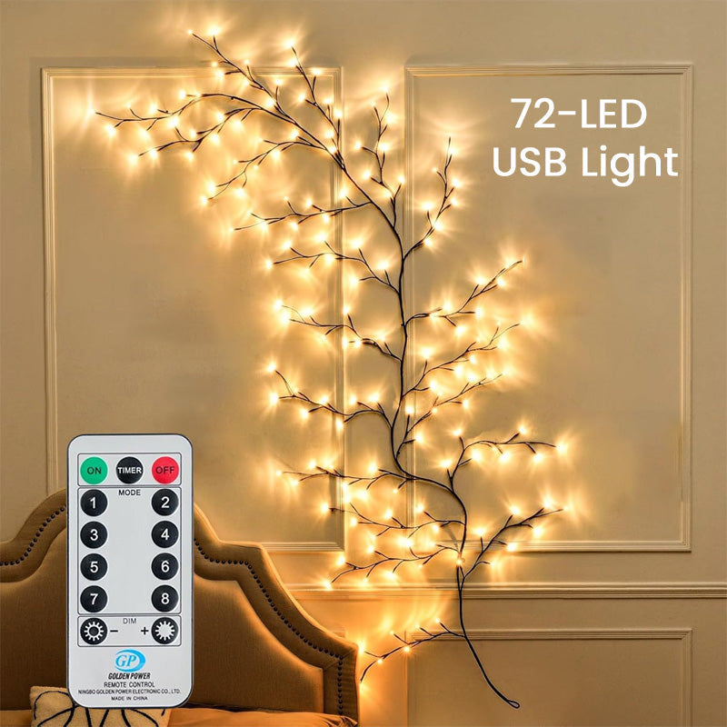 🎄✨ Ramo luminoso LED bianco caldo--trasforma una parete vuota in un angolo natalizio accogliente