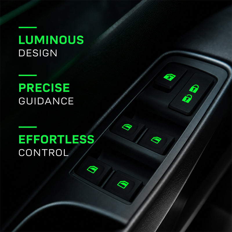 💡Adesivi luminosi per l'interruttore degli alzacristalli dell'auto - Pulsante di avviso con luce notturna colorata