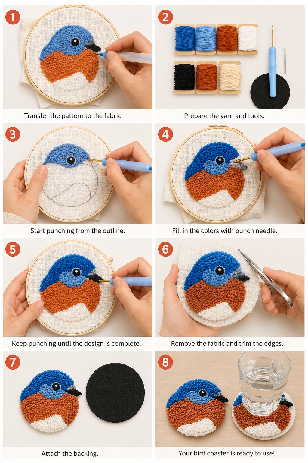 🧵Adatto ai principianti🐦Kit con ago per punch sottobicchieri per uccelli fai-da-t