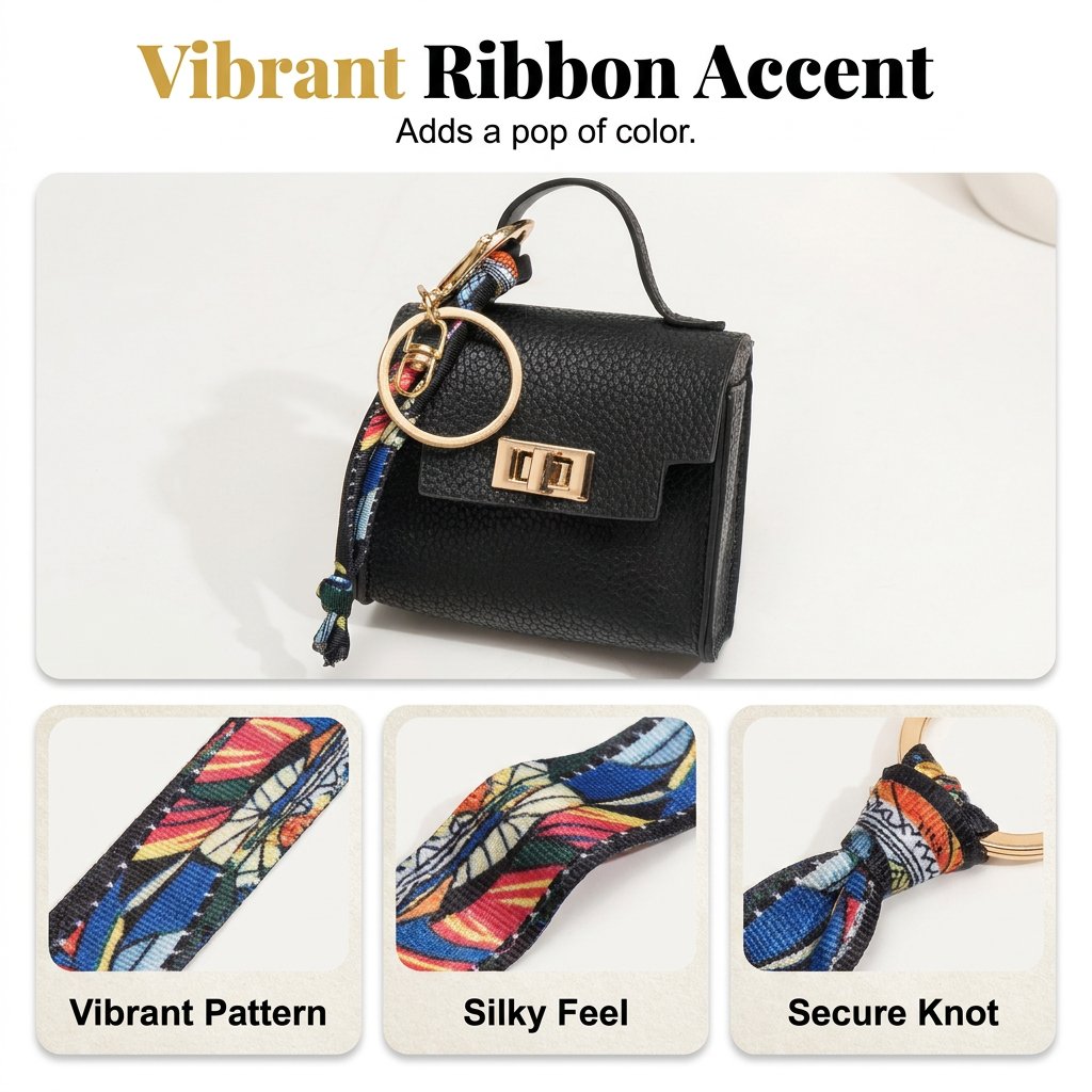 👜✨ Mini-borsa con ciondolo e foulard: - Pelle di alta qualità con cinturino colorato e un tocco di classe per la tua borsa preferita!