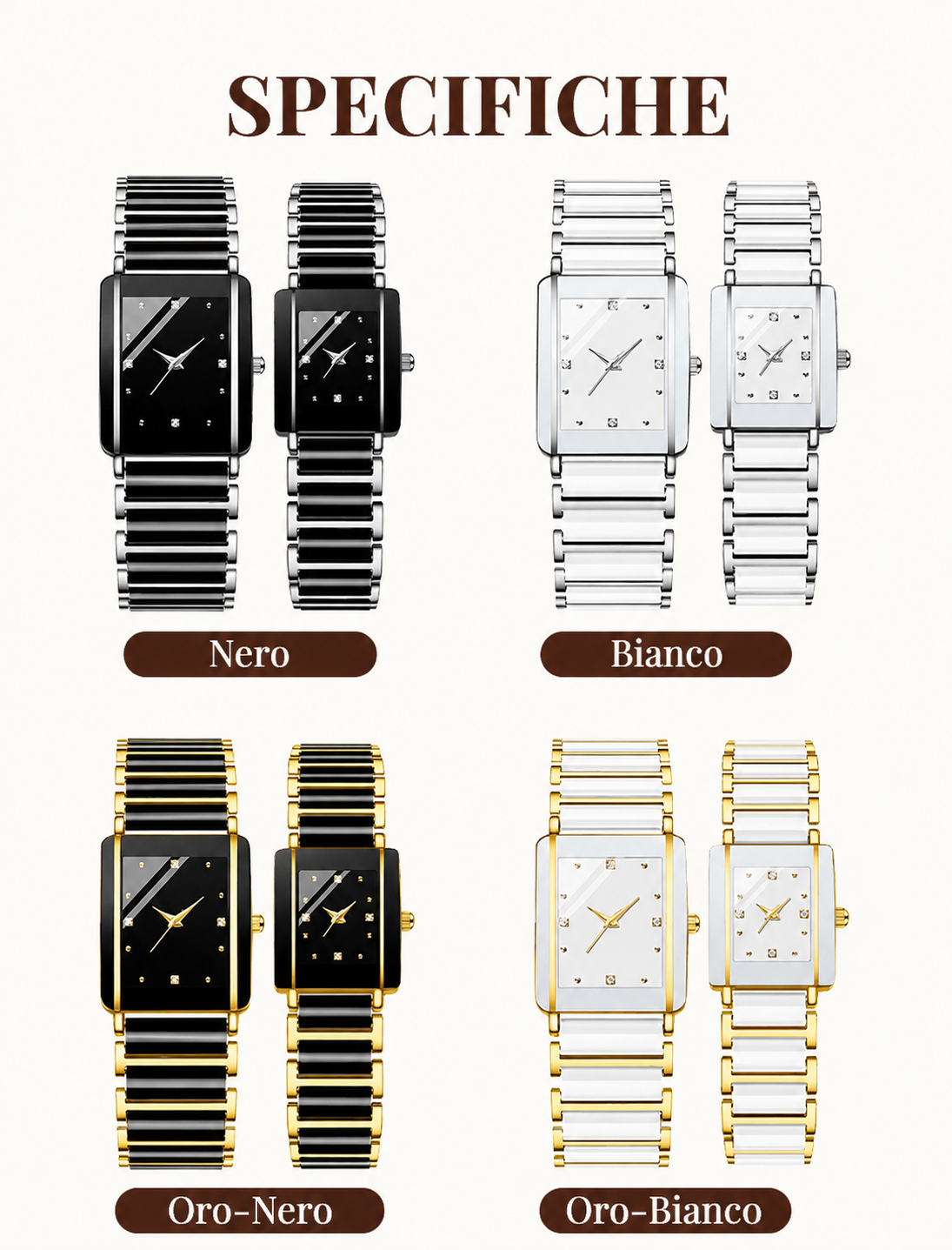 ⌚ Orologio da Polso in Ceramica Quadrato al Quarzo – Stile alla Moda