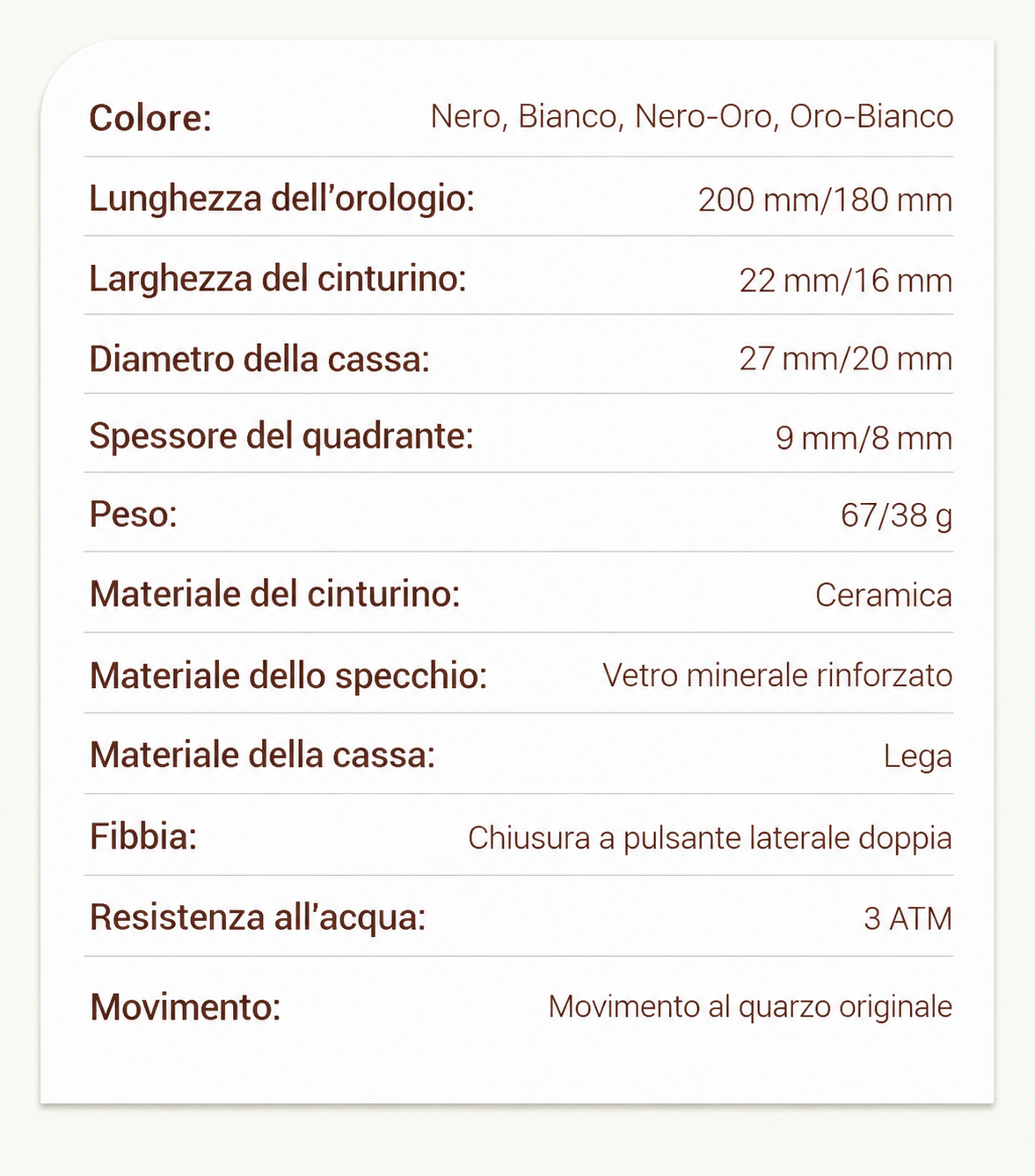 ⌚ Orologio da Polso in Ceramica Quadrato al Quarzo – Stile alla Moda