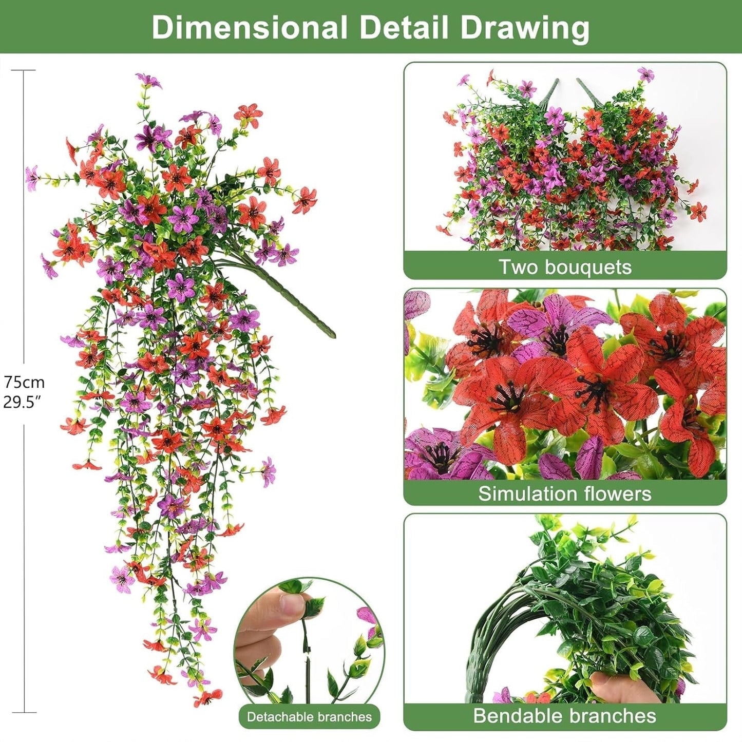 ✨ Acquista 1 Ottieni 1 Gratis ✨🌷Fiori di margherite ed eucalipto a cascata per esterni – resistenti ai raggi U