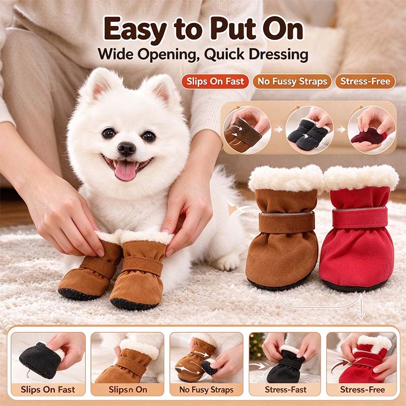 🐶 Scarpe antiscivolo per cani in morbido velluto – Calde, comode e sicure per camminare in casa🐾