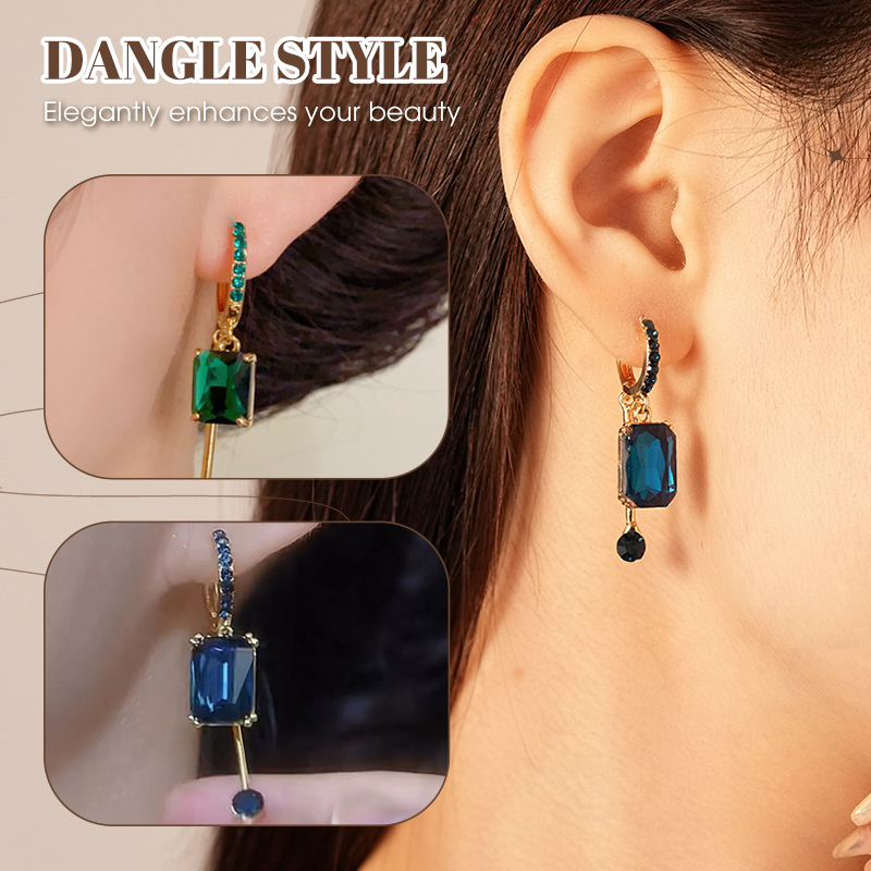 📢I bestseller dell'estate💎Orecchini di lusso con cristalli verdi quadrati ✨