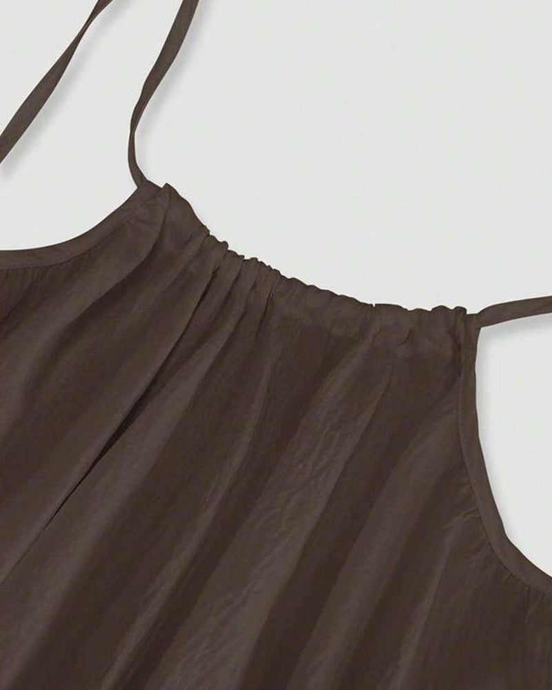 ✨ Abito camicia senza schienale in tinta unita da donn