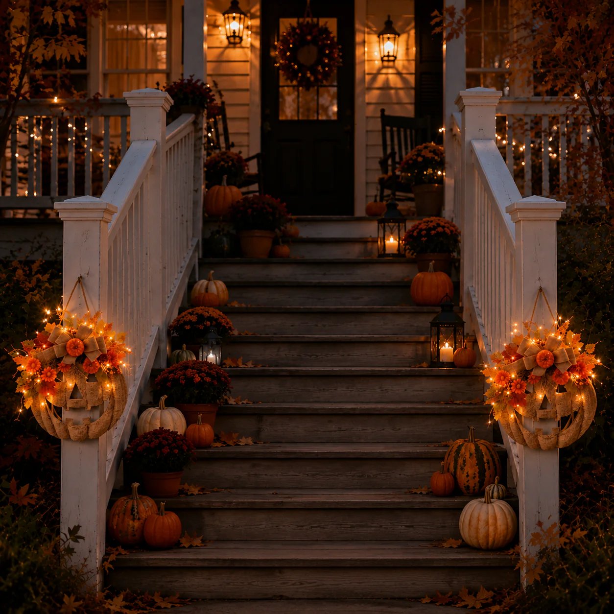 🎃✨ Decorazione autunnale per la porta con zucca luminosa in lino 🎃✨