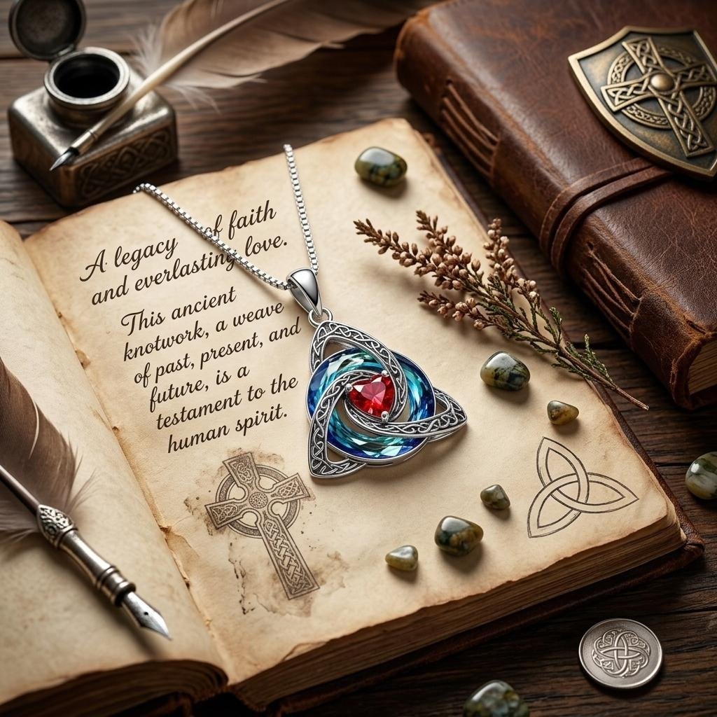 ✨🍀 Collana celtica Trinity Knot con pietra di nascita--un simbolo di fede, amore e unità da indossare ogni giorno
