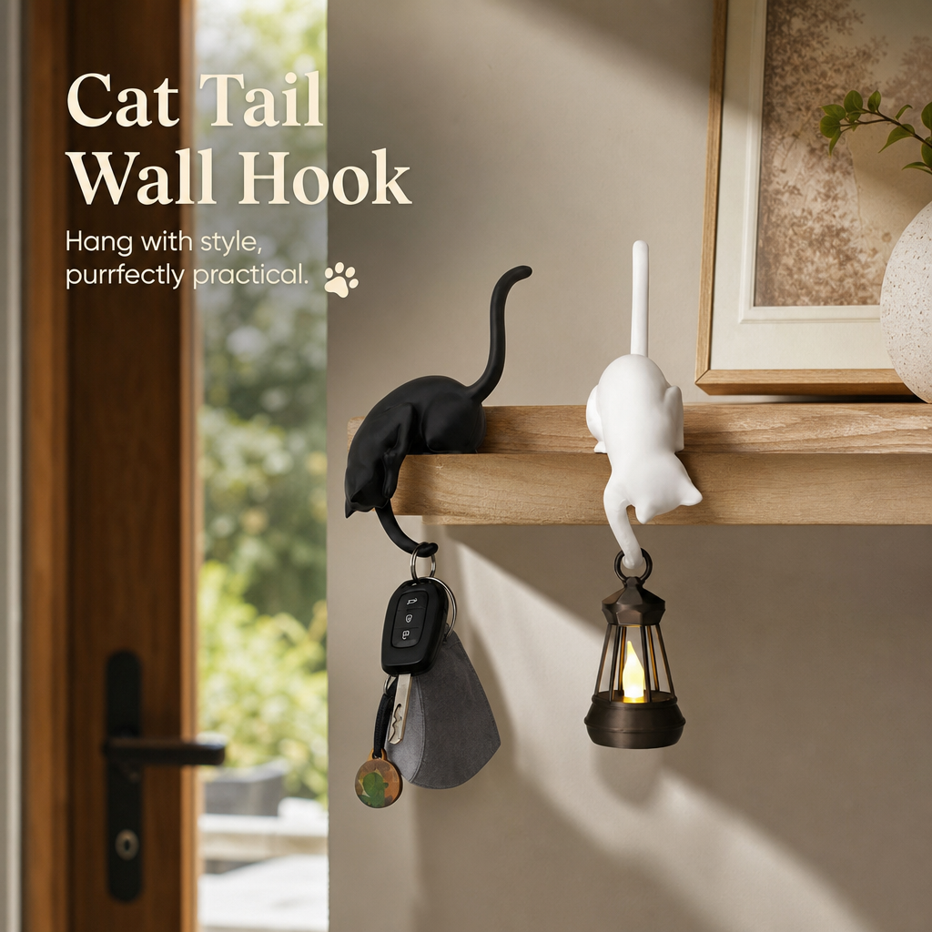 🐈Gancio da Mensola a Forma di Gatto – Pratico, Elegante e Senza Forare il Muro! 🐾✨