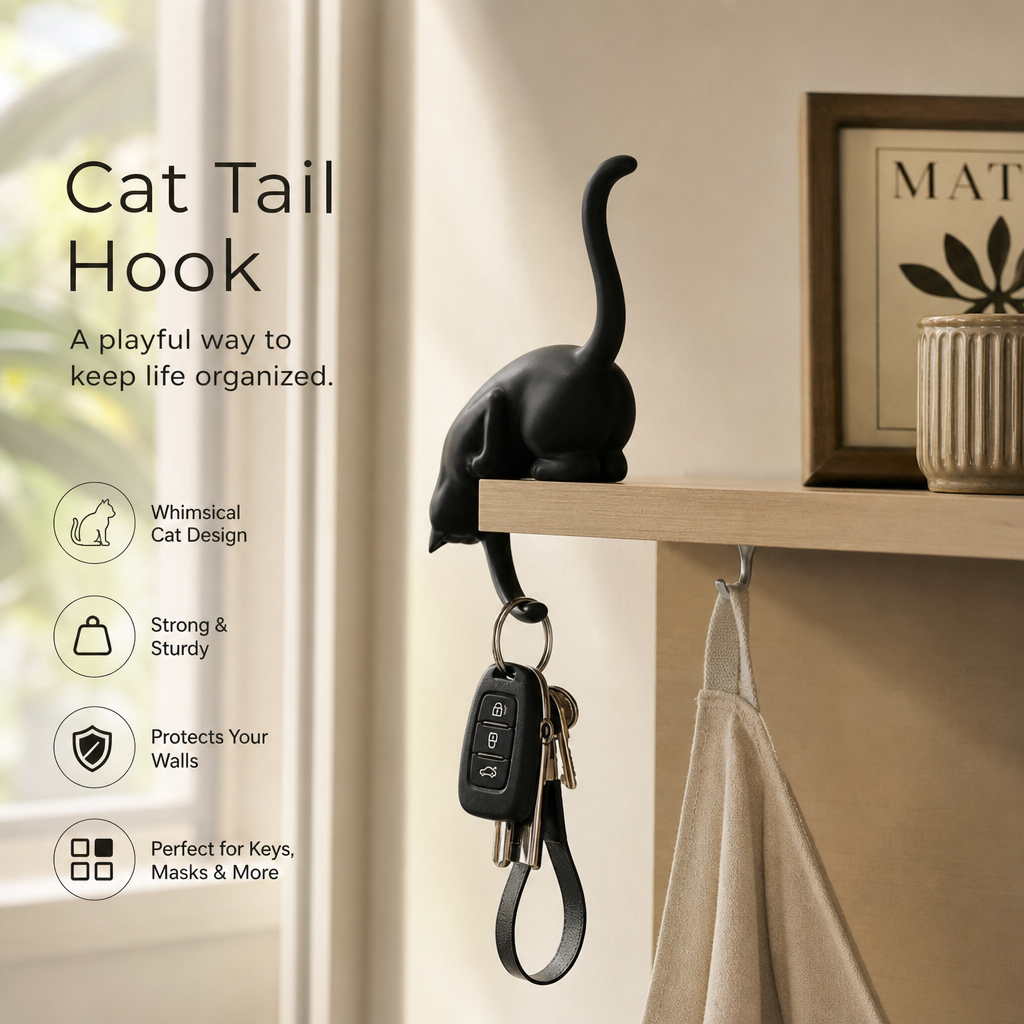 🐈Gancio da Mensola a Forma di Gatto – Pratico, Elegante e Senza Forare il Muro! 🐾✨
