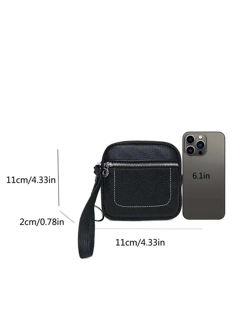 🌟Eleganza in tasca--Mini portafoglio quadrato in pelle con porta carte e portamonete