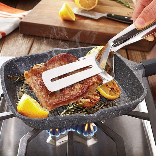 🍳🥩 Pinza-Spatola 2-in-1 in Acciaio Inox: Rivoluziona il Tuo Modo di Cucinare!