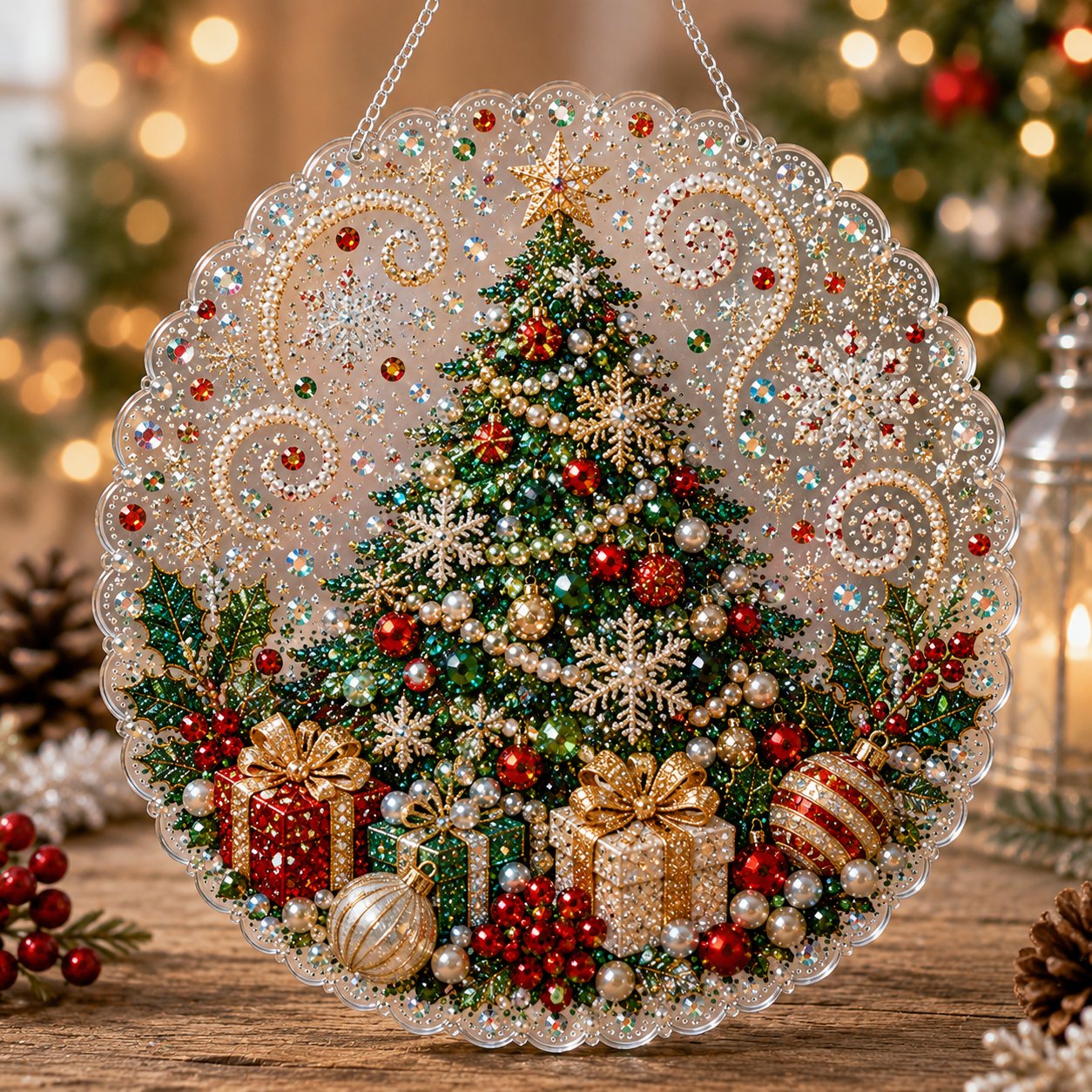 🎄 Kit per decorazione natalizia con perle e diamanti in acrilico | Pannello antigraffio e indelebile con perline | Decorazione natalizia fai da te 🎅💎