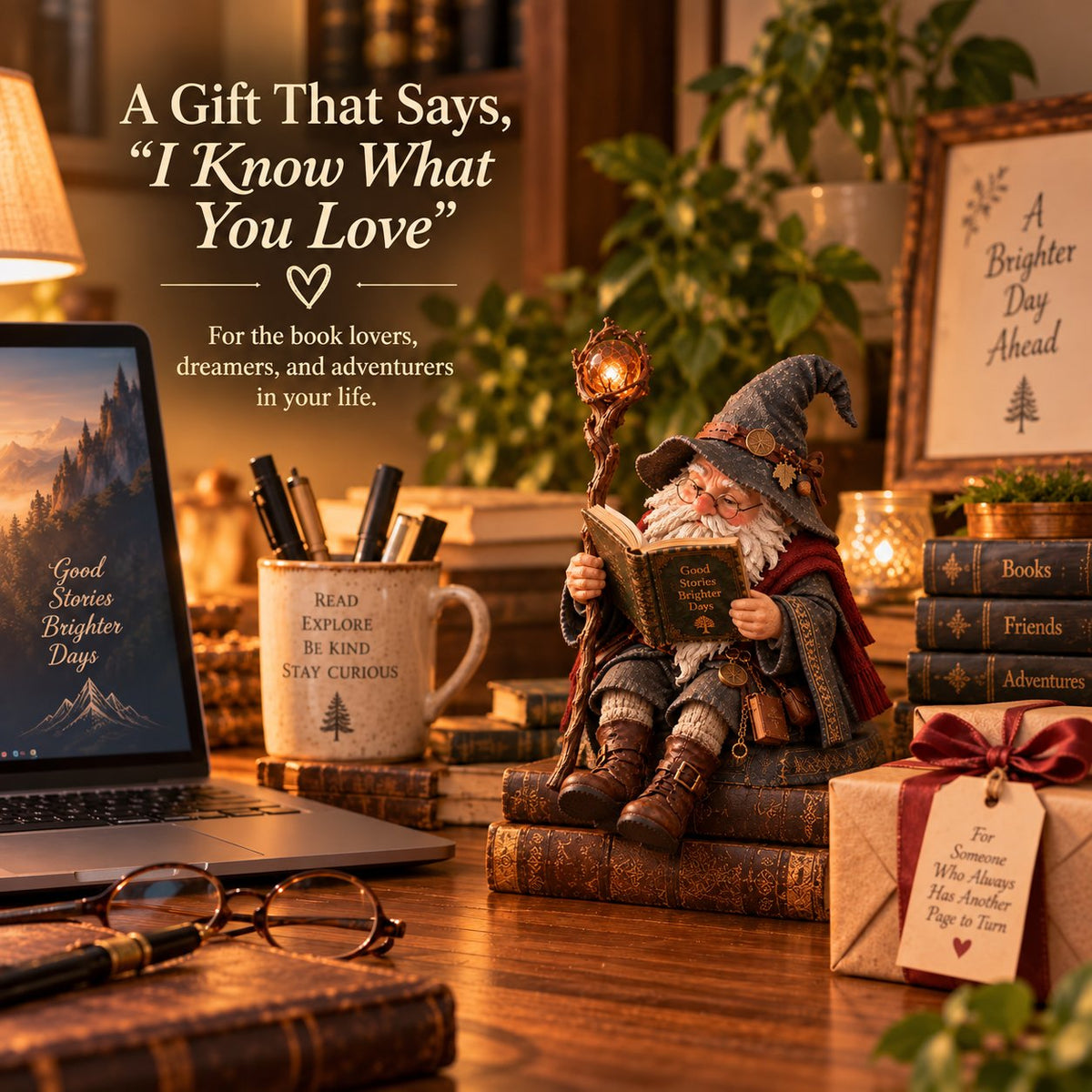 📖🧙‍♂️ Gnomo Studioso Errante--un tocco fantasy per librerie e angoli di lettura