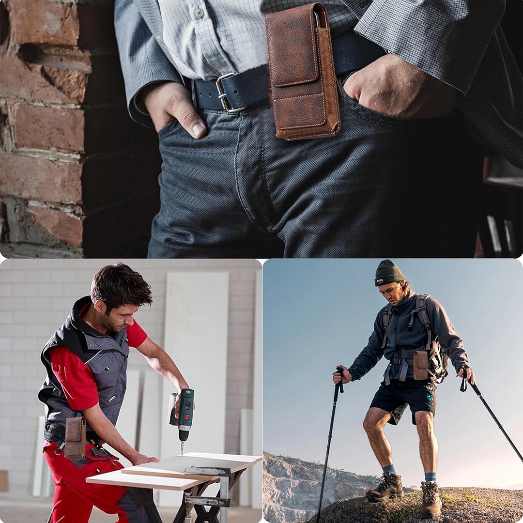 📱Custodia da cintura per cellulare ✨ Custodia in pelle multi-tasche con porta carte