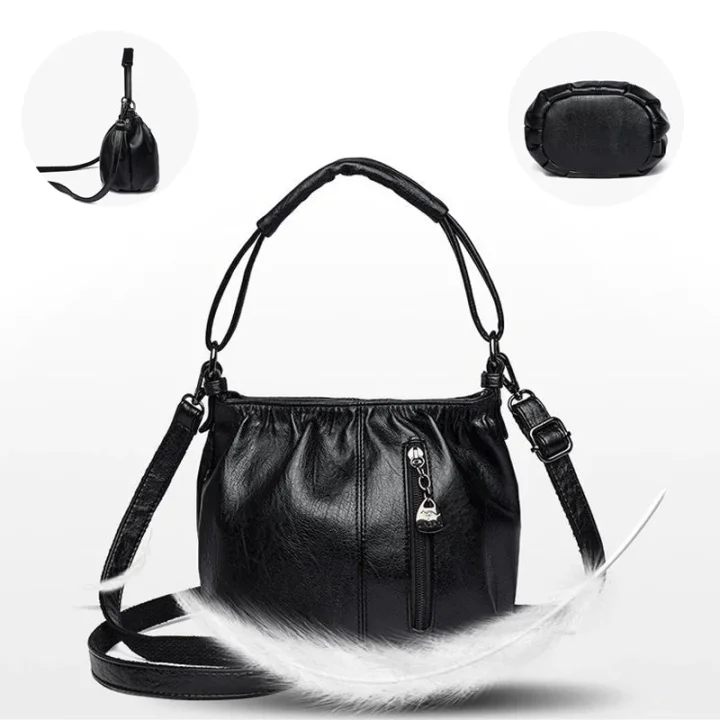 ⏳Offerta a tempo limitato⏰ Borsa a secchiello in pelle plissettata – Materiale morbido, tracolla regolabile e stile casual chic