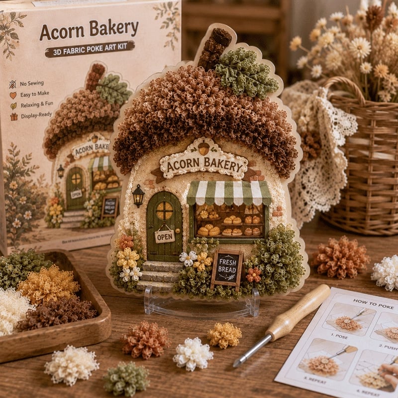 🏡 Kit per arte tessile 3D senza cuciture Villaggio delle fate ✨