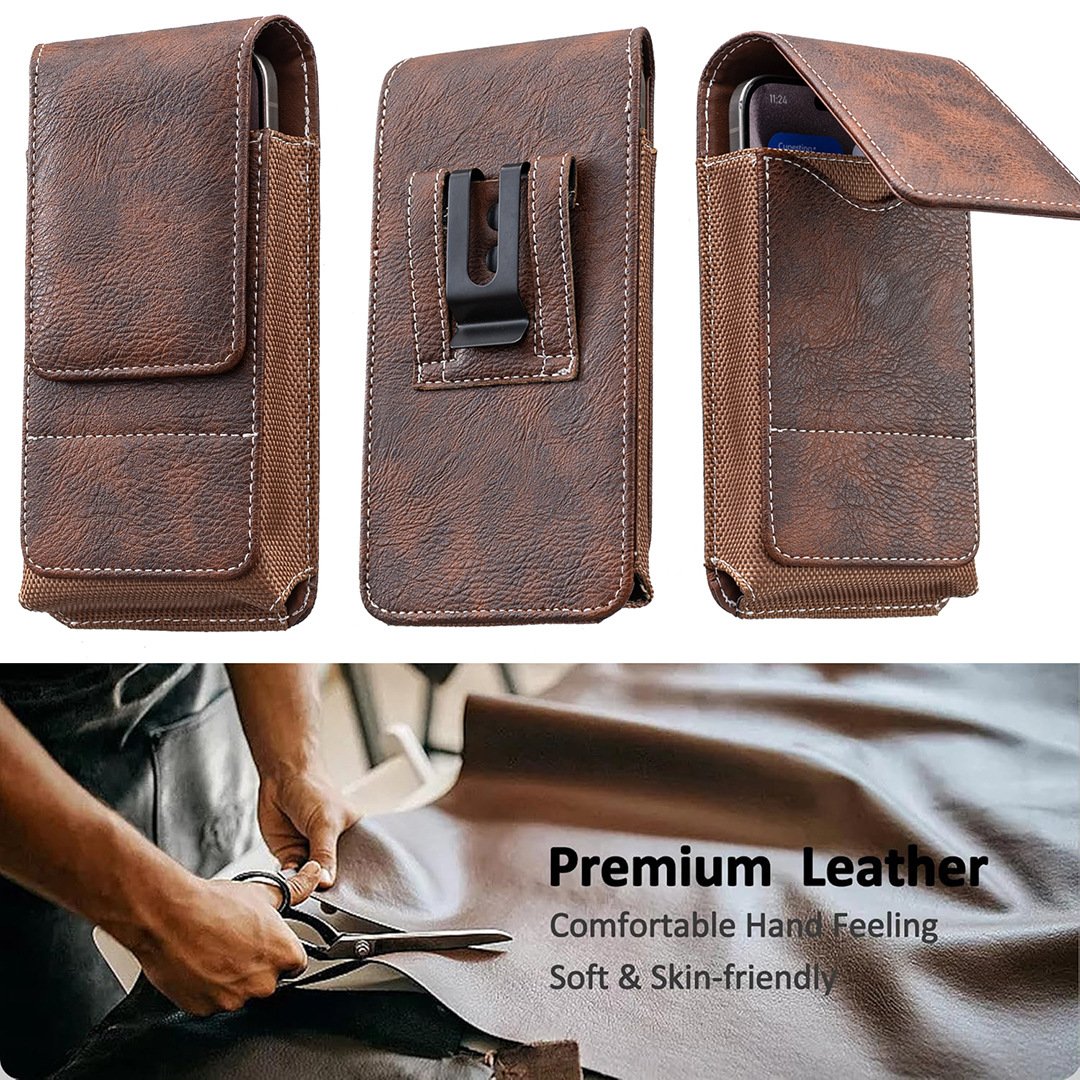 📱Custodia da cintura per cellulare ✨ Custodia in pelle multi-tasche con porta carte