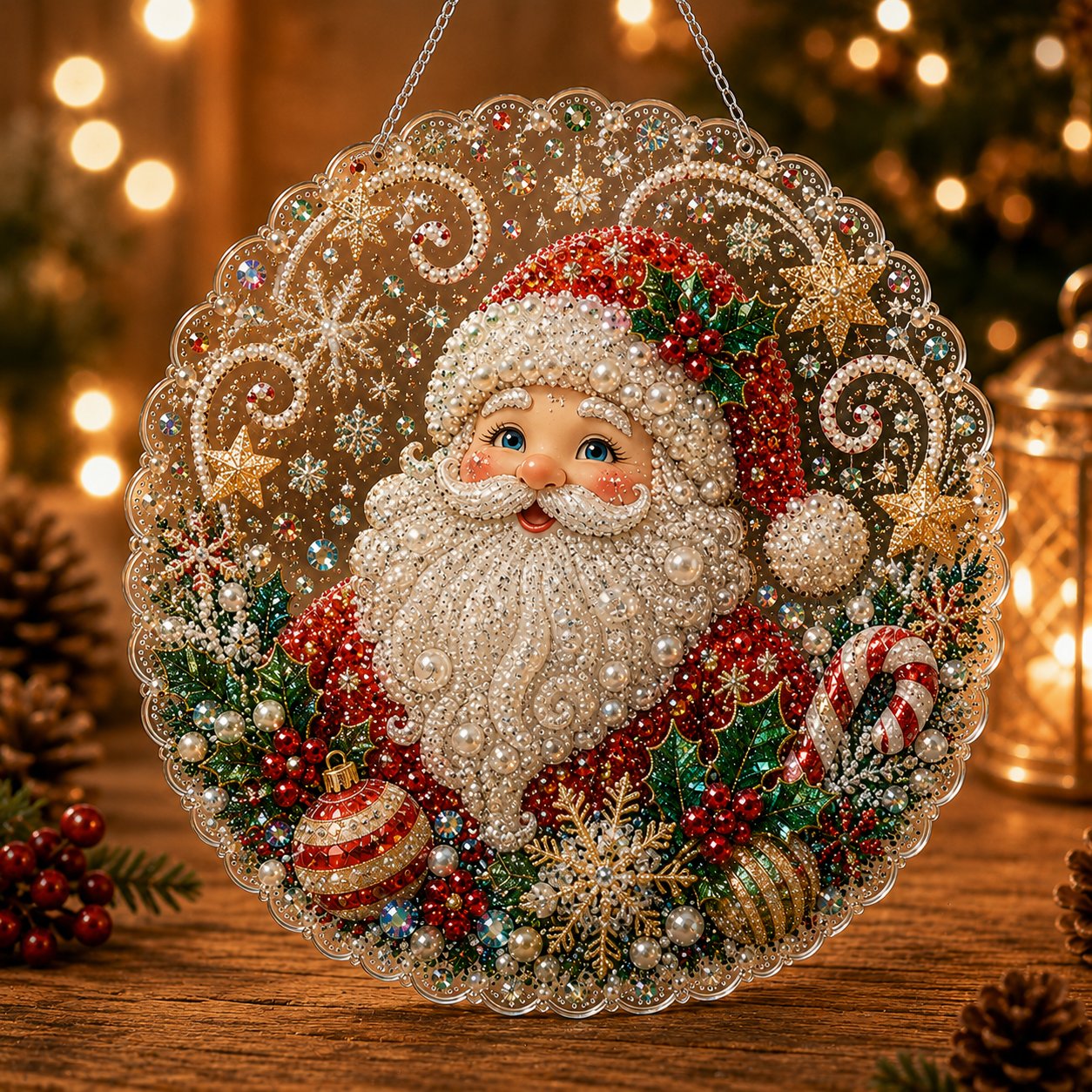 🎄 Kit per decorazione natalizia con perle e diamanti in acrilico | Pannello antigraffio e indelebile con perline | Decorazione natalizia fai da te 🎅💎