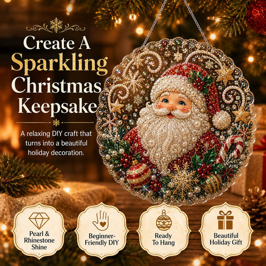 🎄 Kit per decorazione natalizia con perle e diamanti in acrilico | Pannello antigraffio e indelebile con perline | Decorazione natalizia fai da te 🎅💎