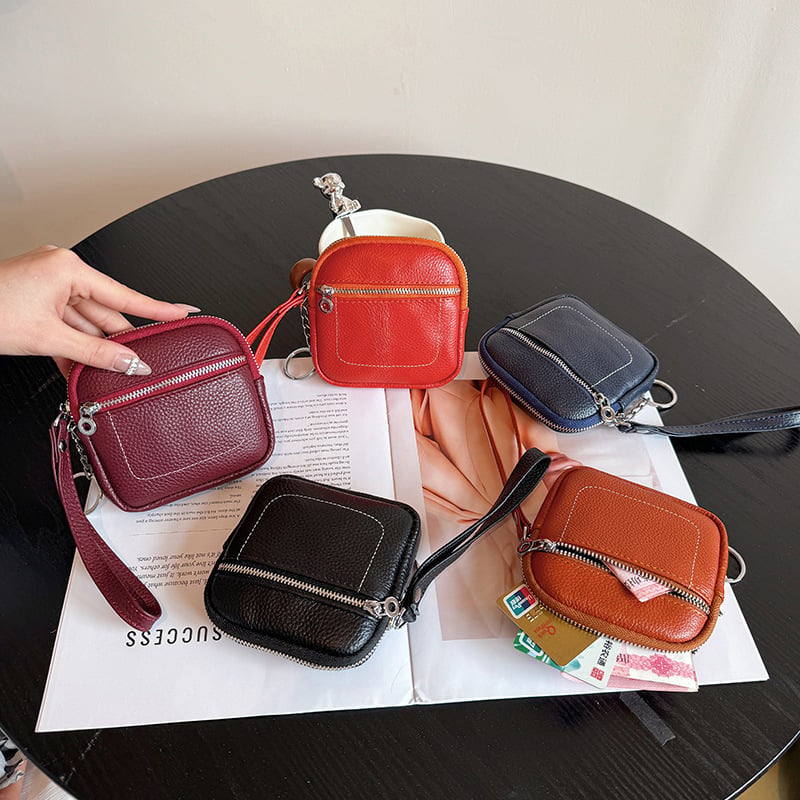 🌟Eleganza in tasca--Mini portafoglio quadrato in pelle con porta carte e portamonete
