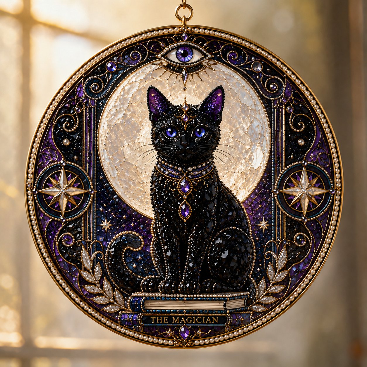 🌙 DIY-set voor een hemelse zwarte kat als raamversiering | 3D-zonnevanger met parelkraaltjes 🔮✨