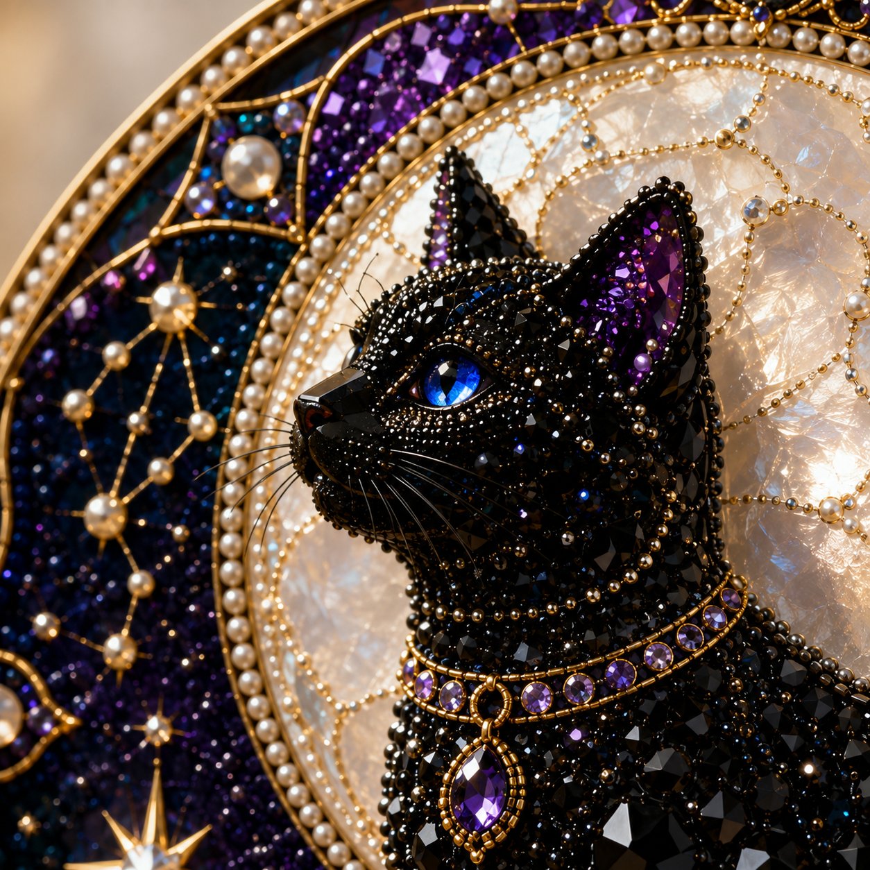🌙 DIY-set voor een hemelse zwarte kat als raamversiering | 3D-zonnevanger met parelkraaltjes 🔮✨