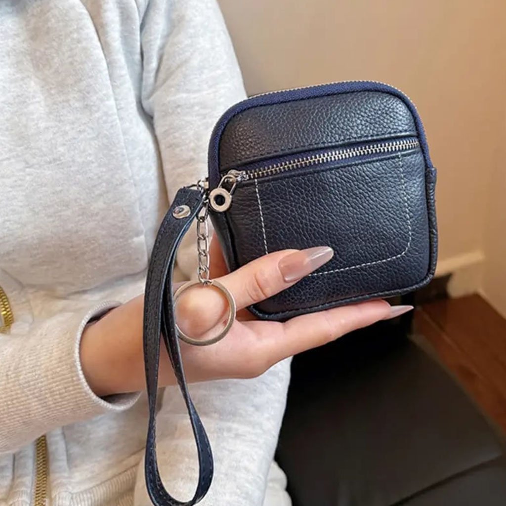 🌟Eleganza in tasca--Mini portafoglio quadrato in pelle con porta carte e portamonete