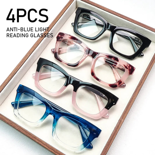 Offerta speciale👓 Set di occhiali con filtro per luce blu, 4 paia, occhiali da lettura unisex
