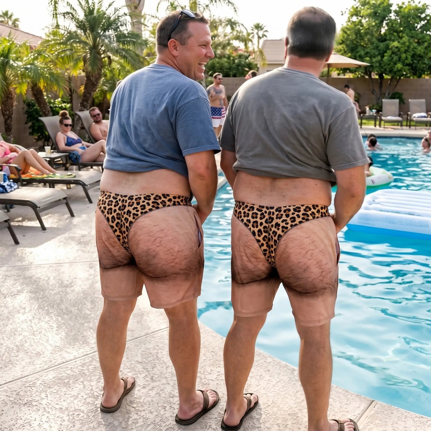 🤣 Costume da Bagno Divertente "Cheeky Commando" – Stampa ad Illusione Ottica Iper-Realistica per la Spiaggia! 🩳✨