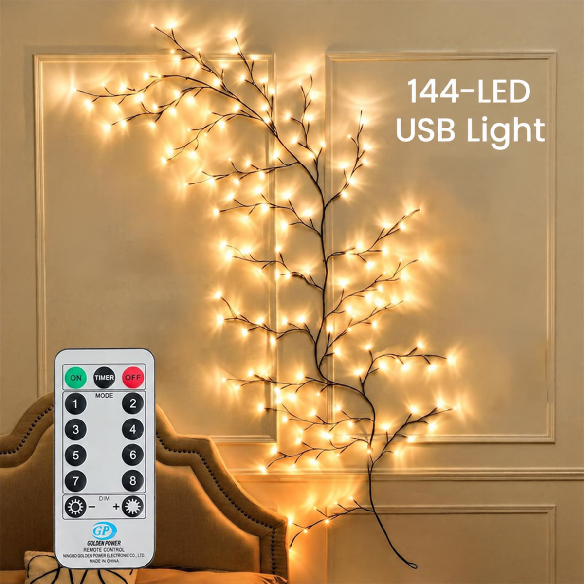 🎄✨ Ramo luminoso LED bianco caldo--trasforma una parete vuota in un angolo natalizio accogliente