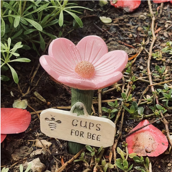 🌸🐝 Stazione api/acqua brevettata – 💧 Fiore in ceramica e protetto contro zanzare e formich