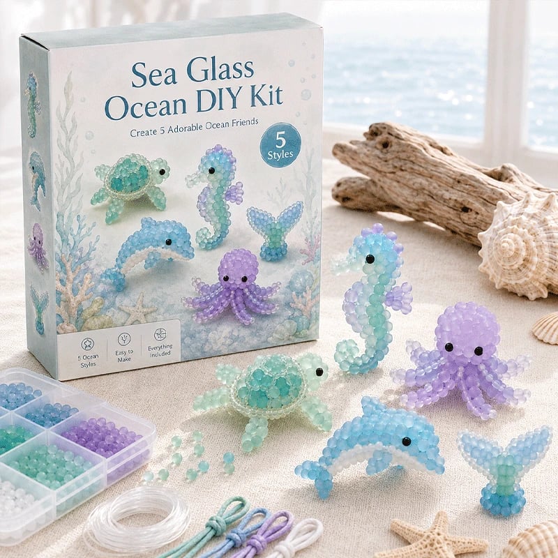🐳 Kit fai da te per creare perline effetto vetro di mare satinato
