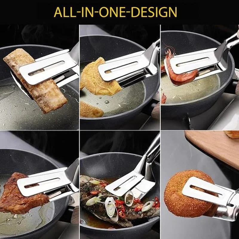 🍳🥩 Pinza-Spatola 2-in-1 in Acciaio Inox: Rivoluziona il Tuo Modo di Cucinare!