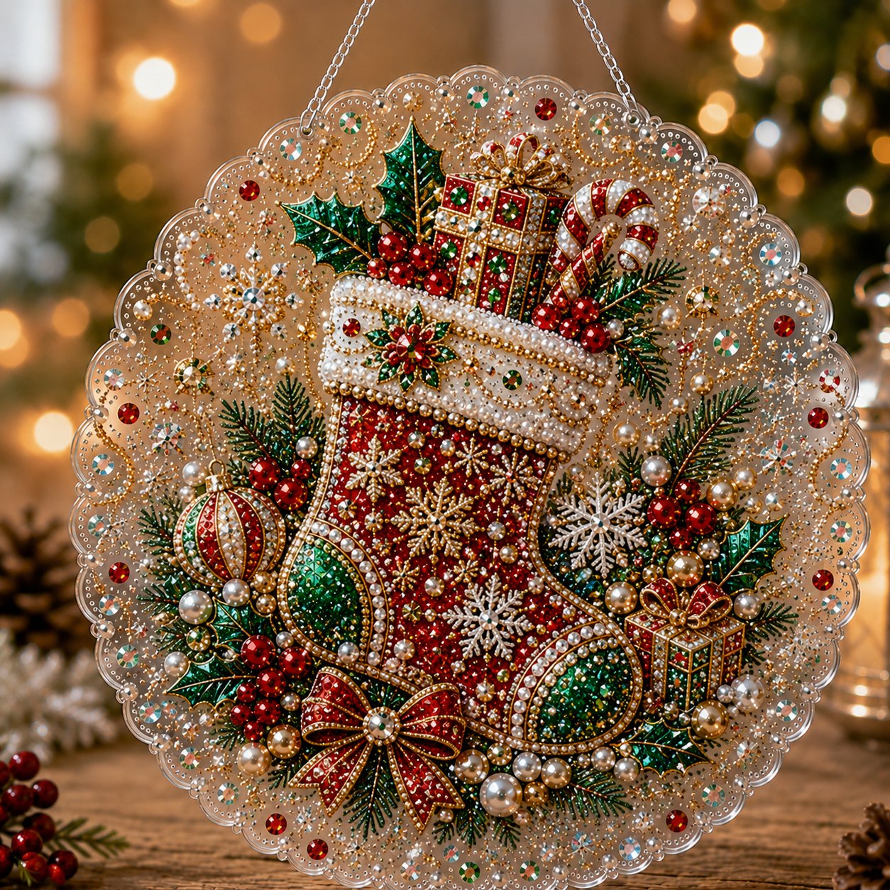 🎄 Kit per decorazione natalizia con perle e diamanti in acrilico | Pannello antigraffio e indelebile con perline | Decorazione natalizia fai da te 🎅💎