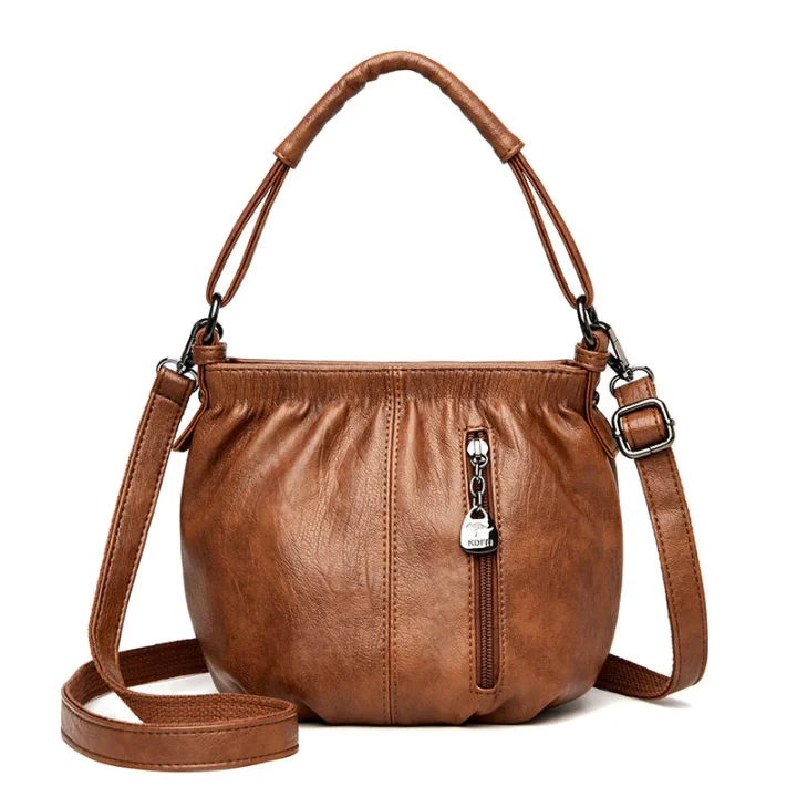 ⏳Offerta a tempo limitato⏰ Borsa a secchiello in pelle plissettata – Materiale morbido, tracolla regolabile e stile casual chic