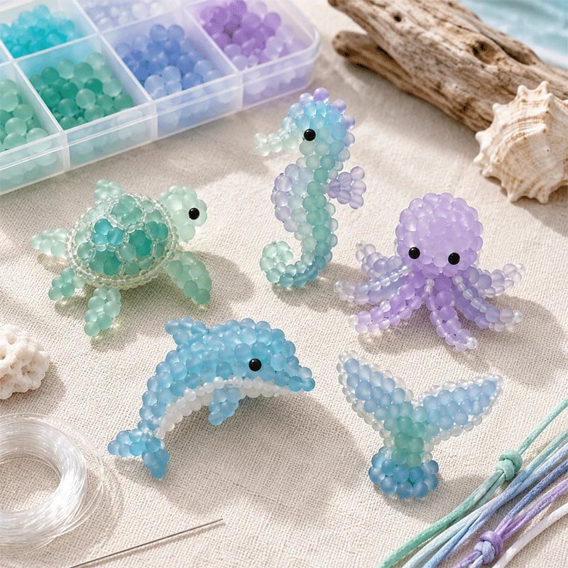 🐳 Kit fai da te per creare perline effetto vetro di mare satinato