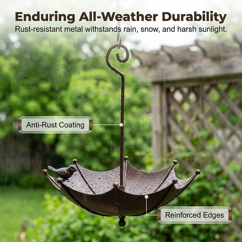 Set Mangiatoia e Abbeveratoio "Vintage Umbrella" - Arte Decorativa per Giardino e Balcone🐦☔