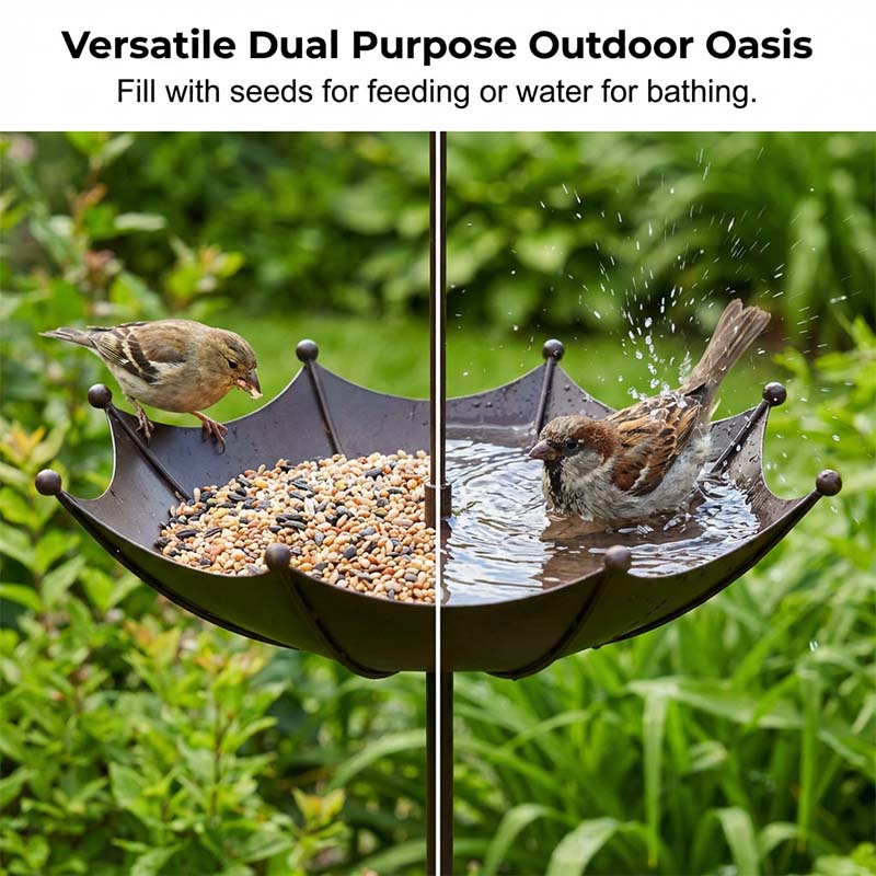 Set Mangiatoia e Abbeveratoio "Vintage Umbrella" - Arte Decorativa per Giardino e Balcone🐦☔
