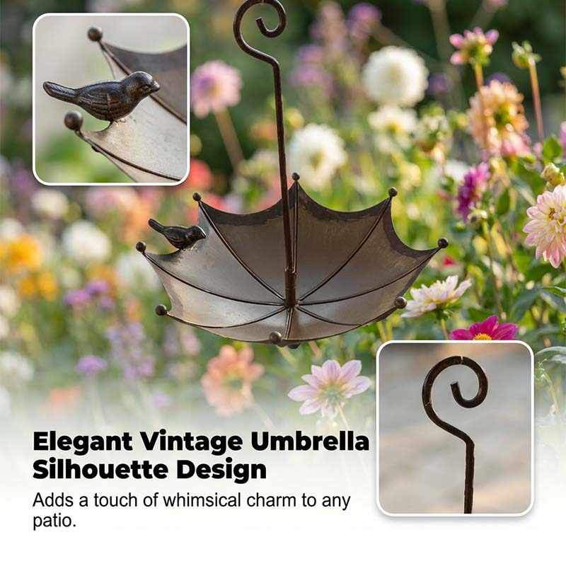 Set Mangiatoia e Abbeveratoio "Vintage Umbrella" - Arte Decorativa per Giardino e Balcone🐦☔