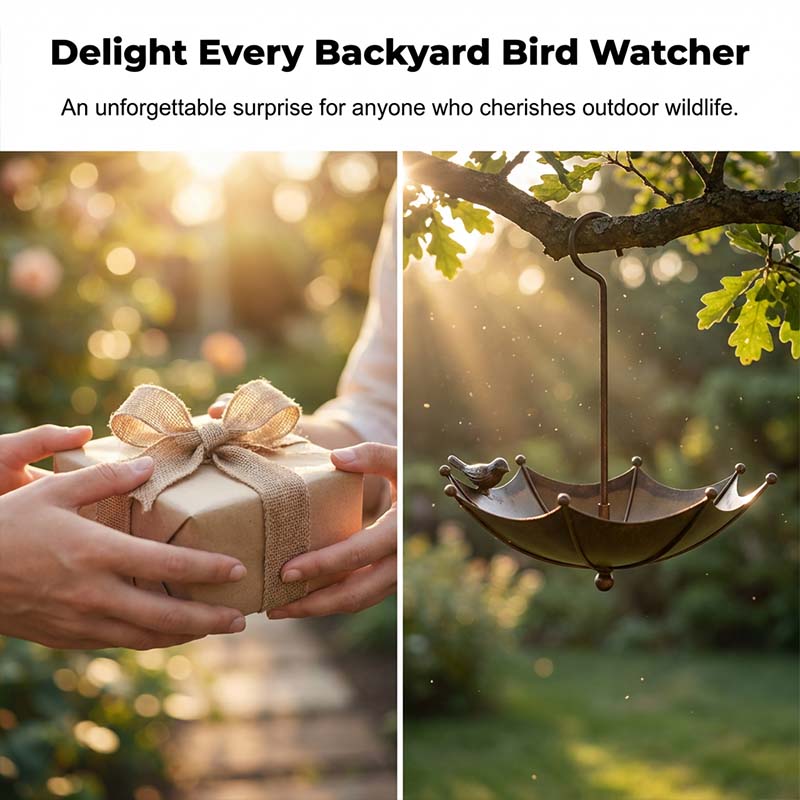 Set Mangiatoia e Abbeveratoio "Vintage Umbrella" - Arte Decorativa per Giardino e Balcone🐦☔