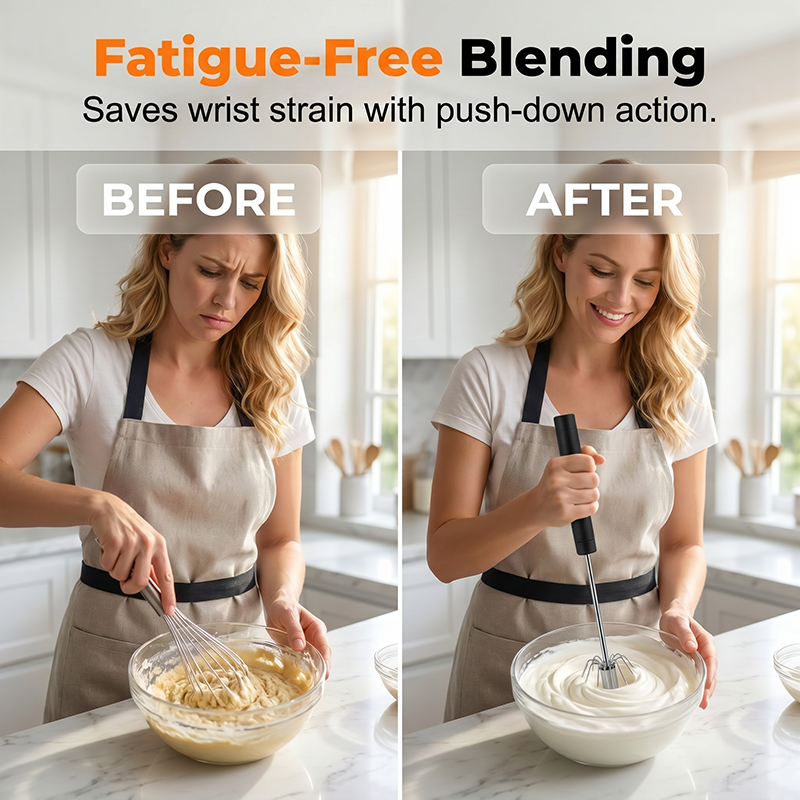 🥚🍰 Frusta a pressione semiautomatica — Frusta manuale facile da usare per sbattere le uova 🧁