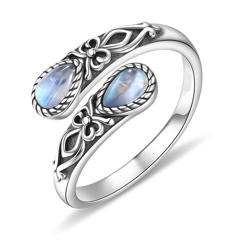 📢📢Prezzi Folli d'Estate ⏰Anello vintage regolabile aperto con zircone luminoso a goccia