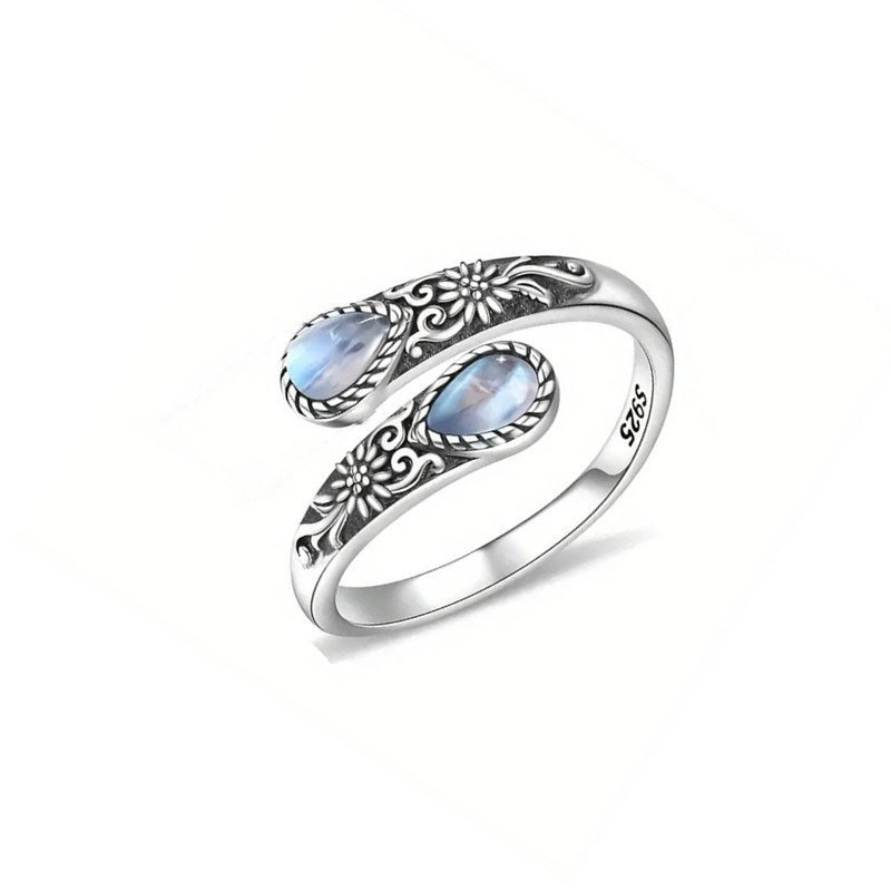 📢📢Prezzi Folli d'Estate ⏰Anello vintage regolabile aperto con zircone luminoso a goccia