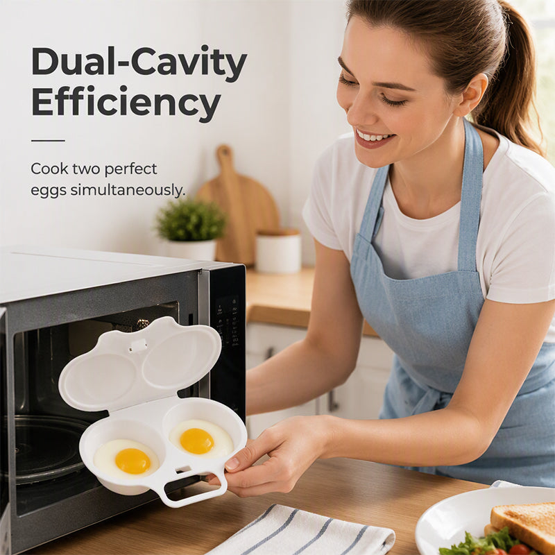 🍳✨ Cuociuova per microonde a doppia cavità--uova pronte in un attimo, senza olio