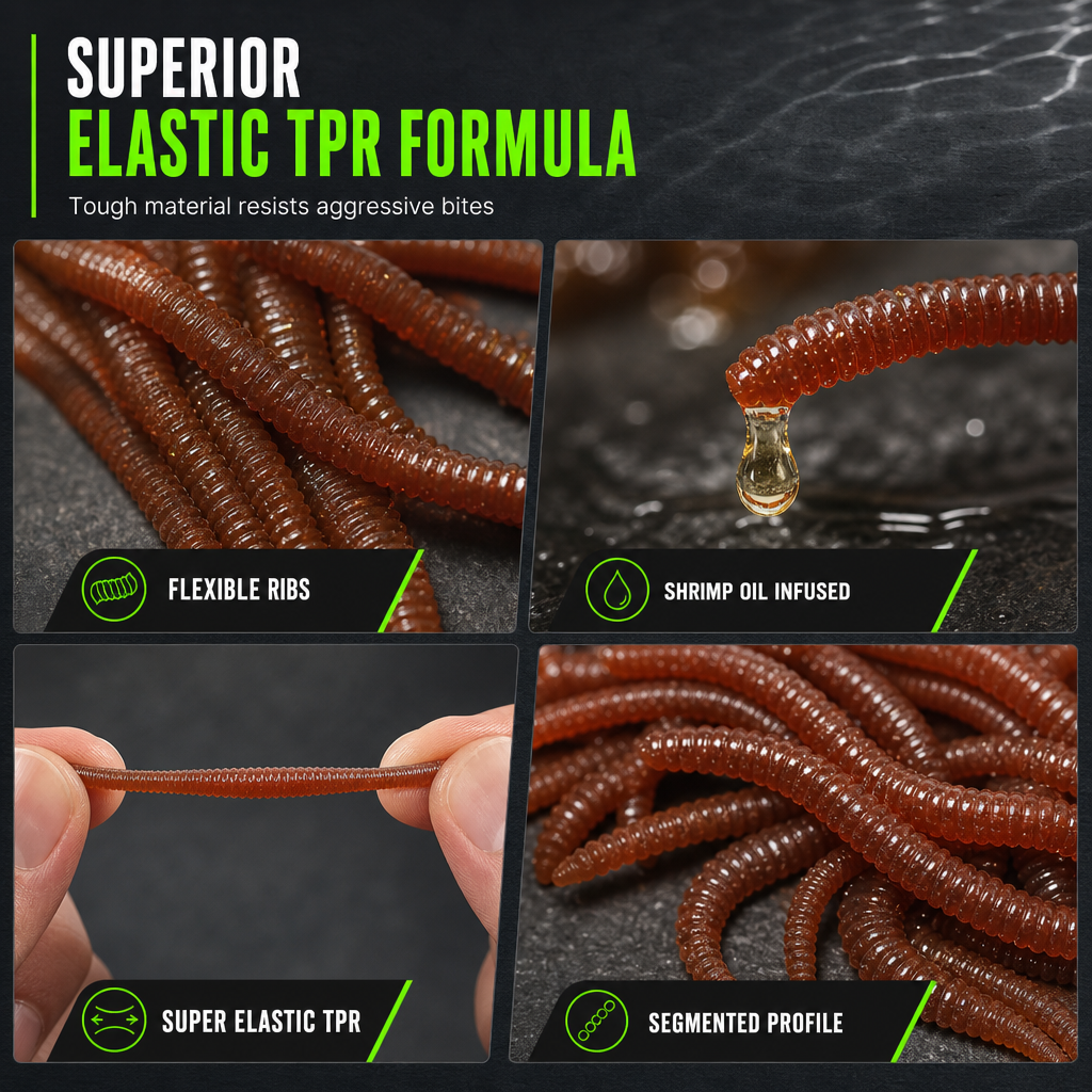 🦐🎣 Esche morbide bioniche--sapore di gamberetto e movimento realistico