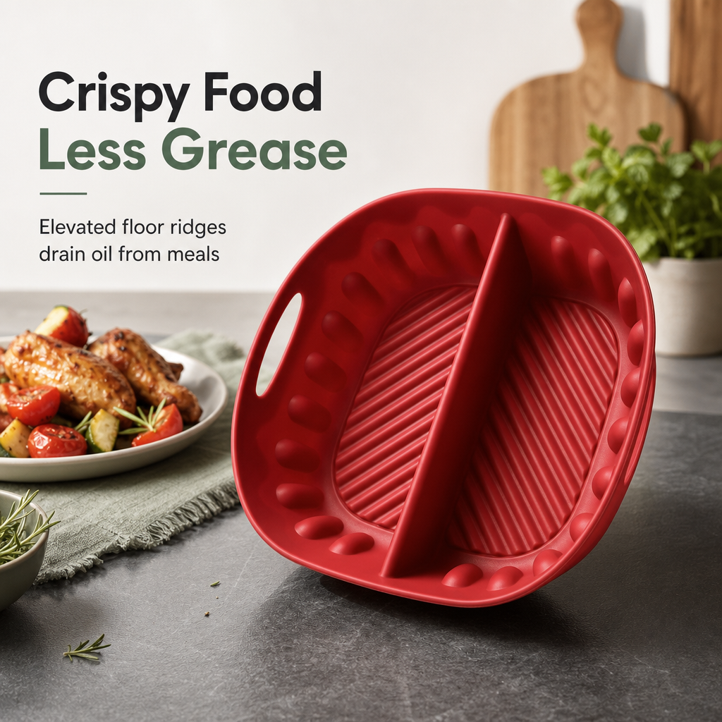 🍳🧁 Reusable Divided Air Fryer Silicone Liner--cuoci due gusti in una volta